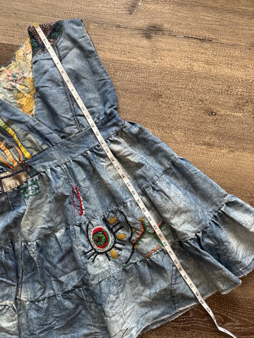 Desigual Embroidered Patchwork Babydoll Mini Dress | EU 38 - Picture 11 of 12